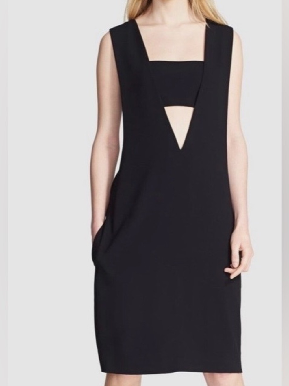 T by Alexander Wang Deep V Cutout Midi Dress - COLOUR WHITE, Medium